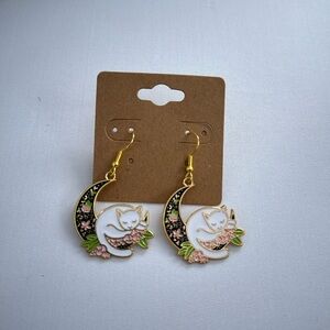 Cat and Moon Earrings